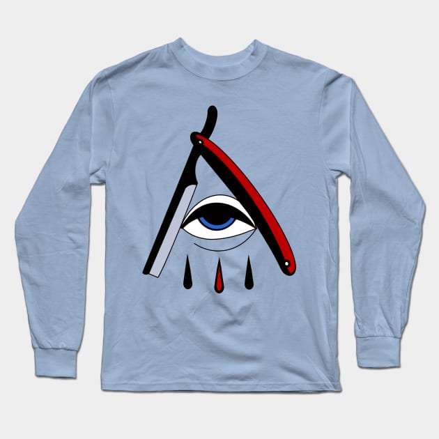 Razor Eye Tattoo Long Sleeve T-Shirt by Kraken Jack